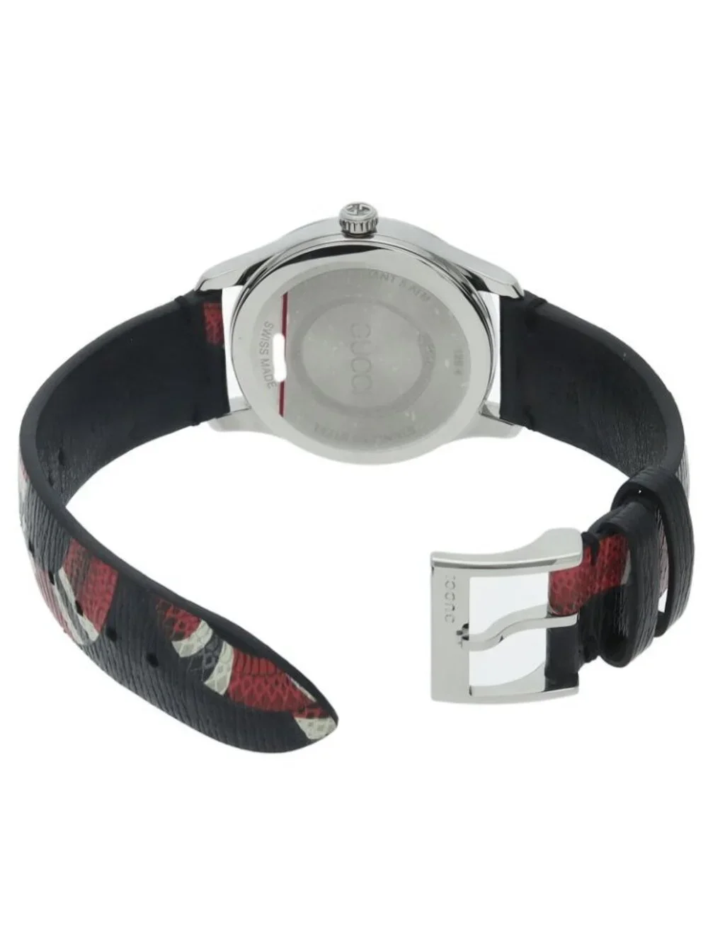 Gucci G-Timeless Marche Des Merveilles Watch 126.4 SS Leather Black